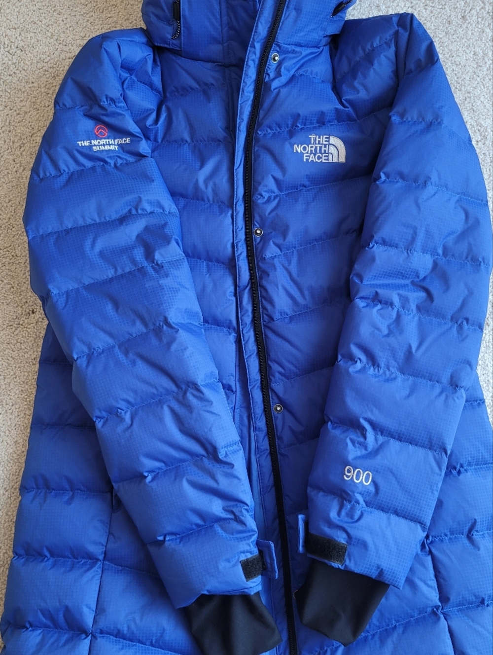 The North Face Women’s 900 Fill Cobalt Blue Down Puffer Parka Faux Fur Hood Coat - Picture 7 of 10
